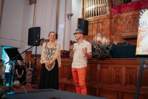 Wendy and Peter at Sasha Shulgin's 100th Birthday in Denver, June 2025.